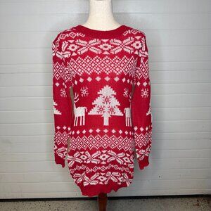 Shein Red Knit Christmas Sweater Dress – Medium